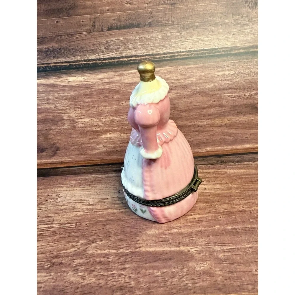 Vintage Dress Porcelain Hinged Jewelry Trinket Box Bust Form